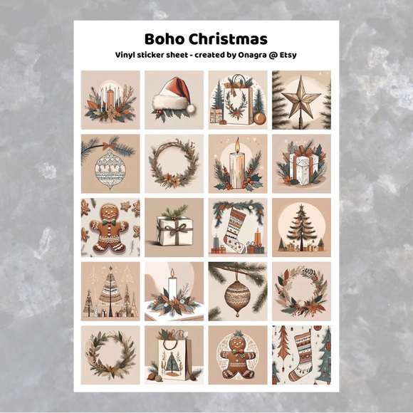 3 /💲20 Stickers! Bohemian Christmas stickers - Picture 2 of 3